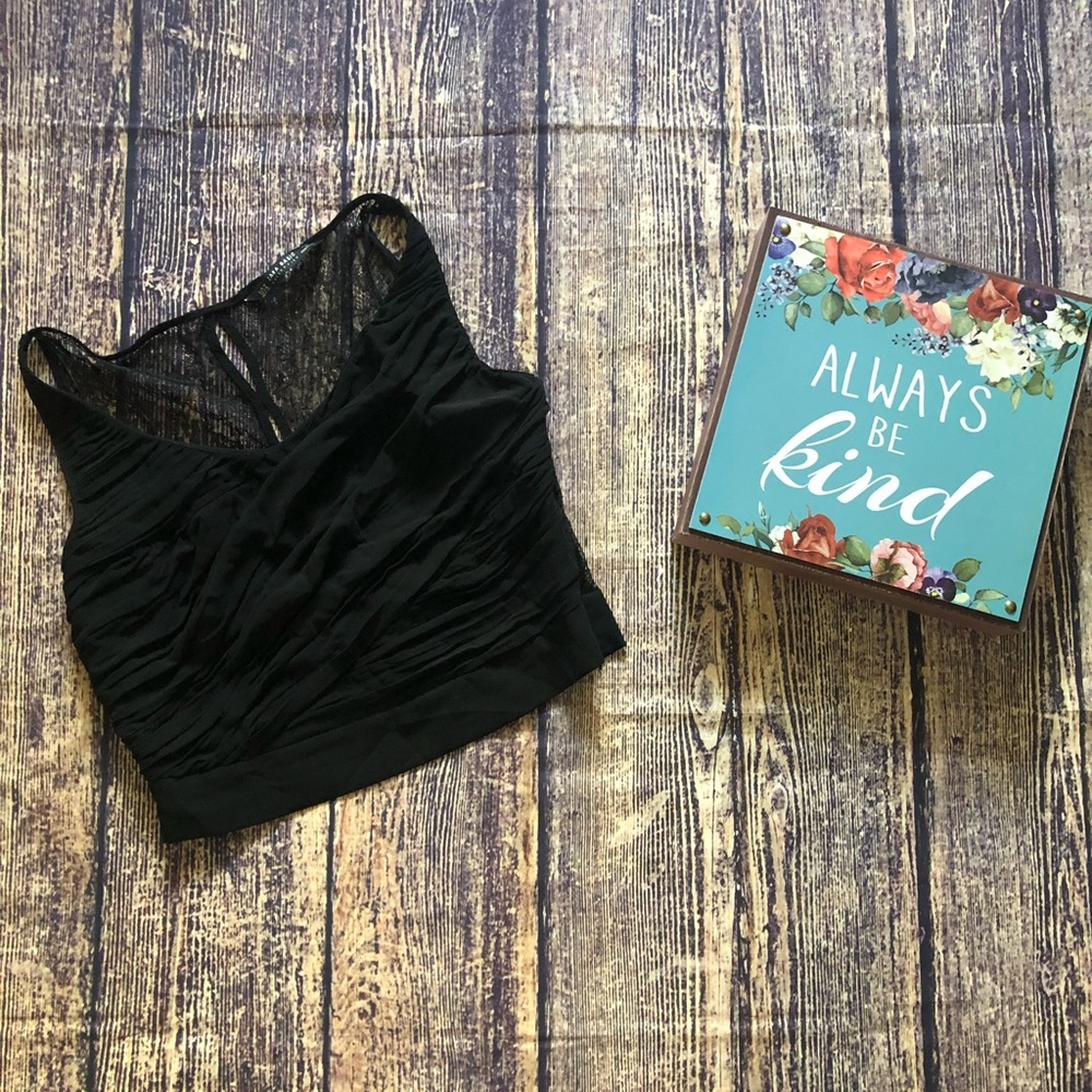 🌀Zara Basic | Cropped Ruched Lace Top - Picture 2 of 7